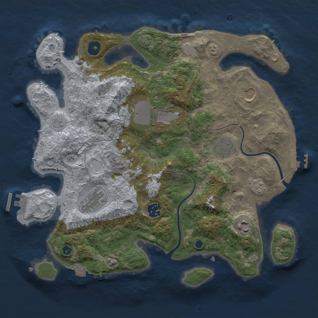 Rust Map: Procedural Map, Size: 3500, Seed: 437831773, 13 Monuments