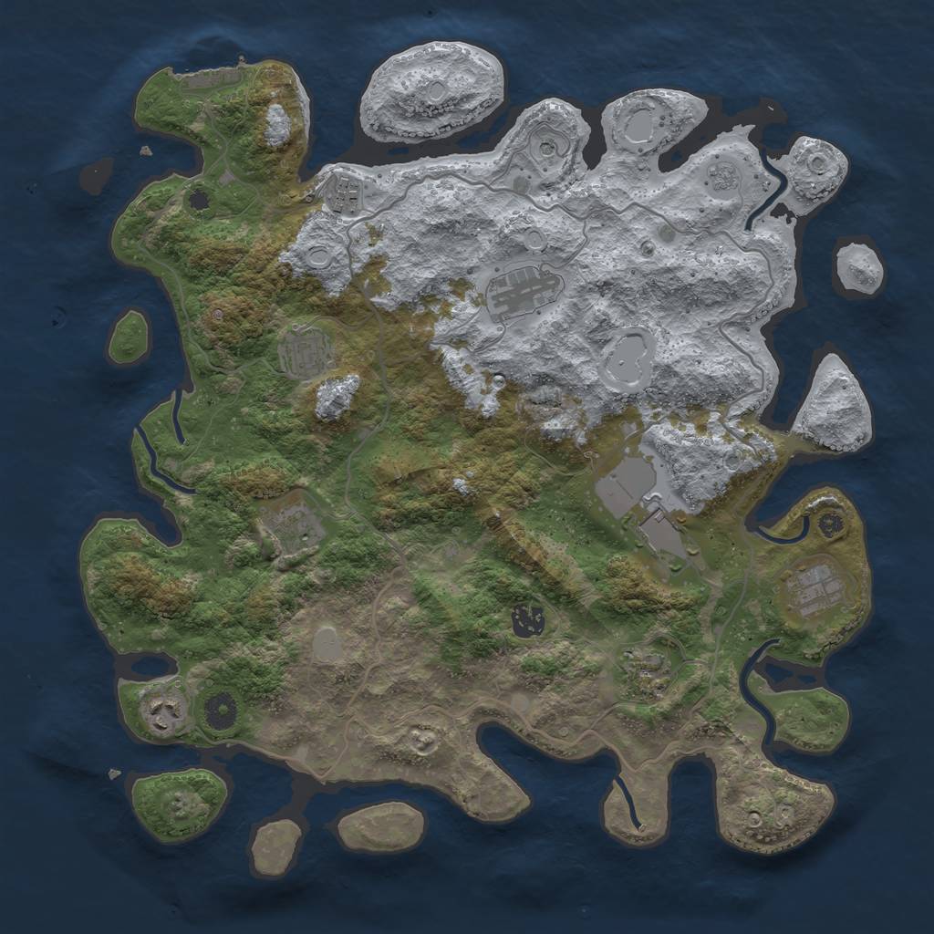 Rust Map: Procedural Map, Size: 4000, Seed: 1357, 17 Monuments
