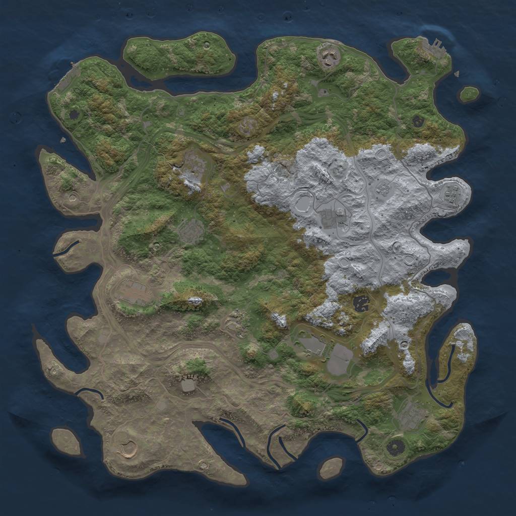 Rust Map: Procedural Map, Size: 4500, Seed: 7566, 20 Monuments