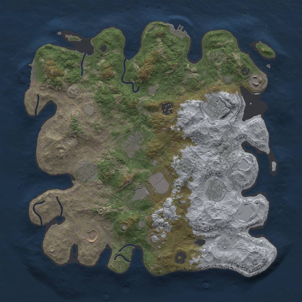 Rust Map: Procedural Map, Size: 3700, Seed: 1425148419, 17 Monuments