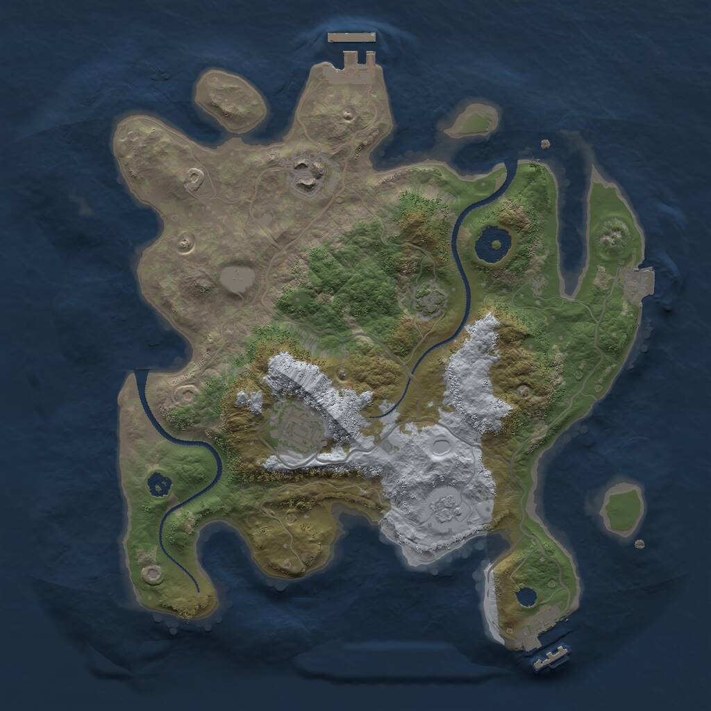 Rust Map: Procedural Map, Size: 3000, Seed: 2014847160, 7 Monuments