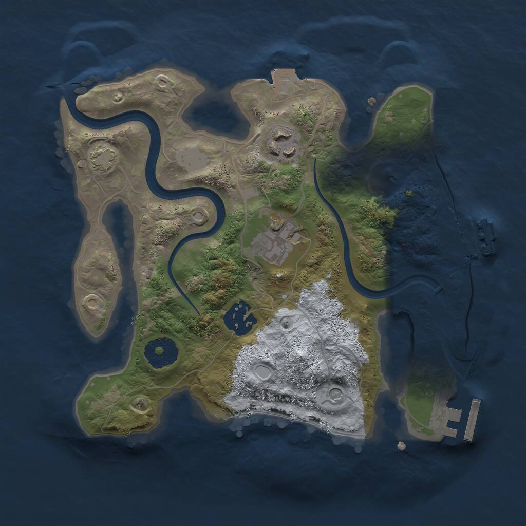 Rust Map: Procedural Map, Size: 2500, Seed: 1189875691, 8 Monuments