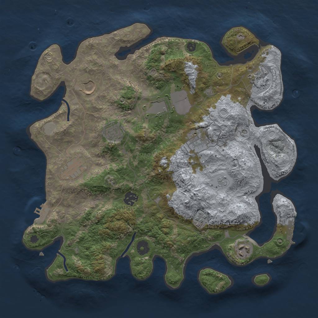 Rust Map: Procedural Map, Size: 3500, Seed: 71328324, 18 Monuments