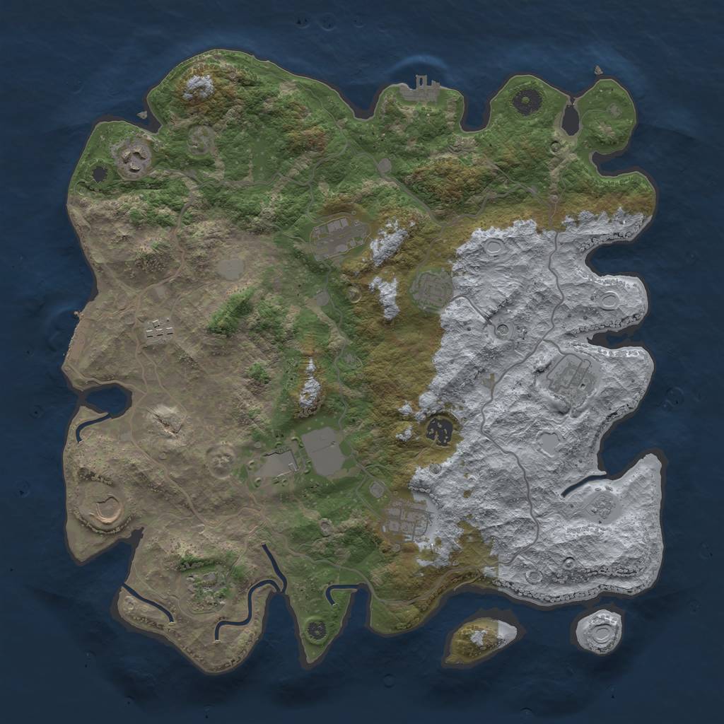 Rust Map: Procedural Map, Size: 4000, Seed: 3141592, 19 Monuments