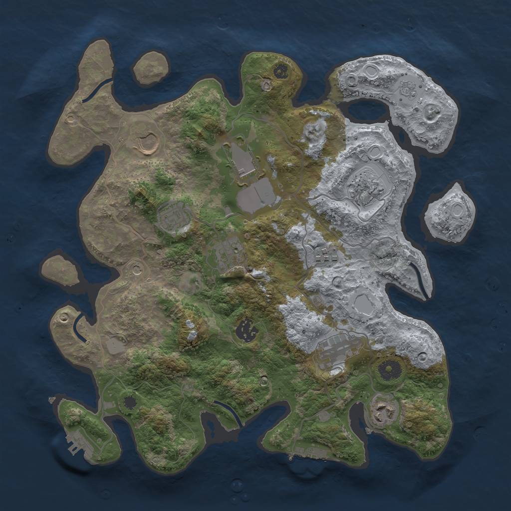 Rust Map: Procedural Map, Size: 3500, Seed: 98516950, 18 Monuments