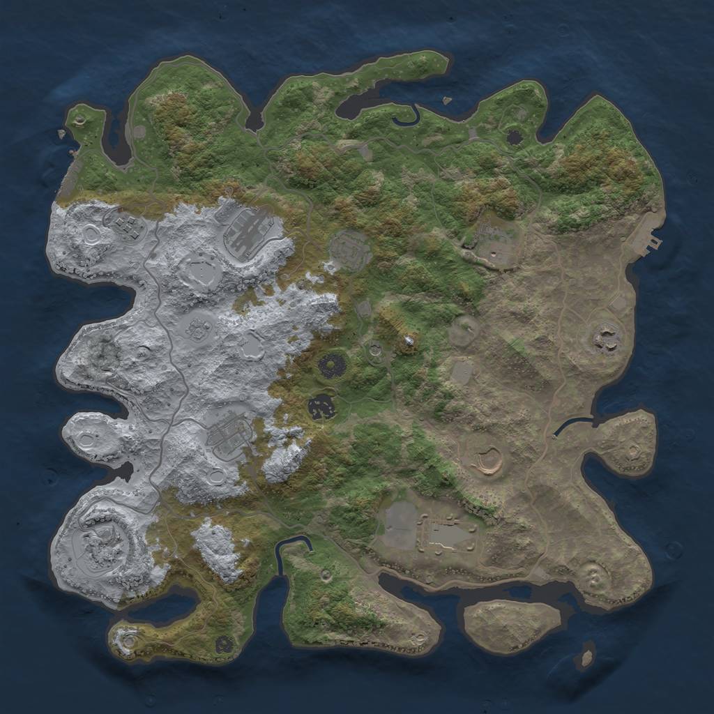 Rust Map: Procedural Map, Size: 4000, Seed: 1025357887, 19 Monuments