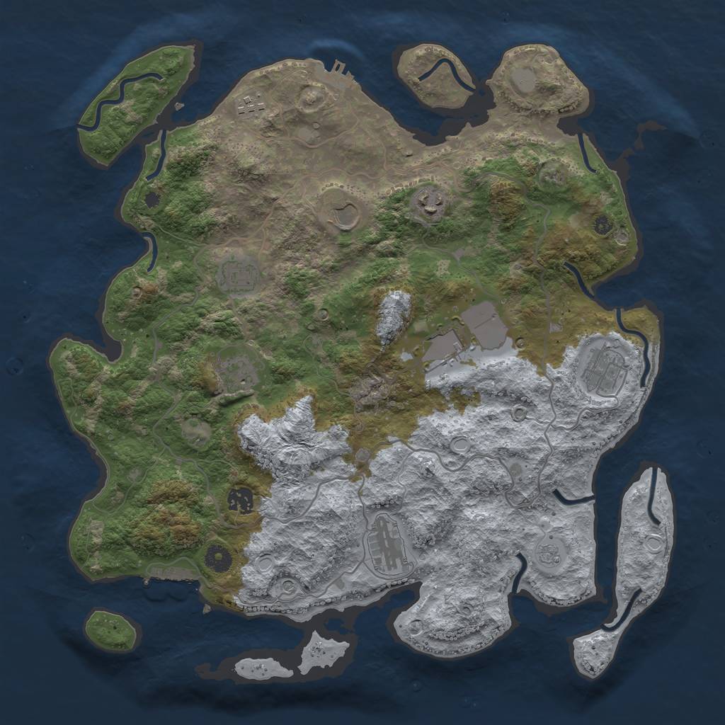 Rust Map: Procedural Map, Size: 4000, Seed: 776904, 18 Monuments