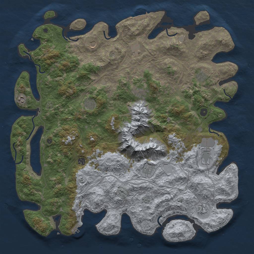 Rust Map: Procedural Map, Size: 5000, Seed: 945213, 18 Monuments