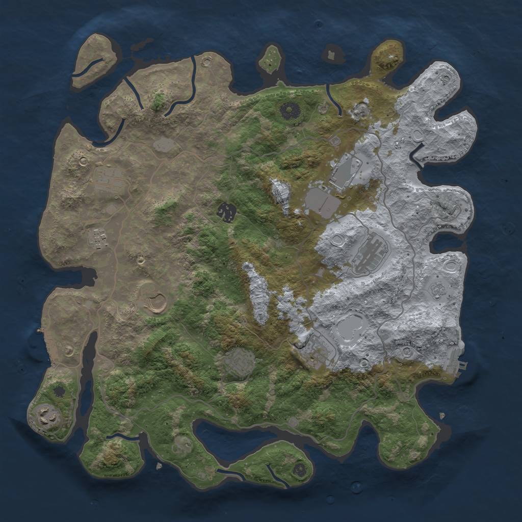 Rust Map: Procedural Map, Size: 4000, Seed: 614922428, 16 Monuments