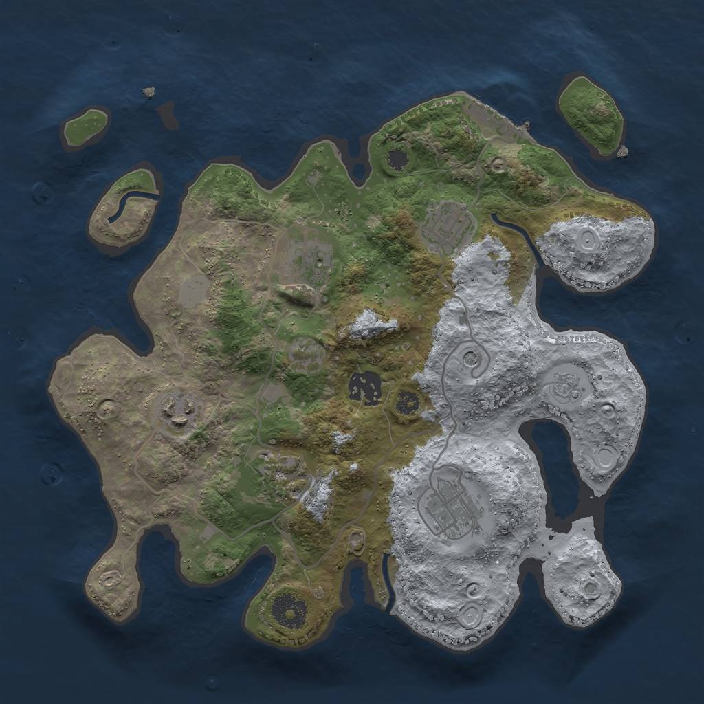 Rust Map: Procedural Map, Size: 3000, Seed: 2084, 14 Monuments