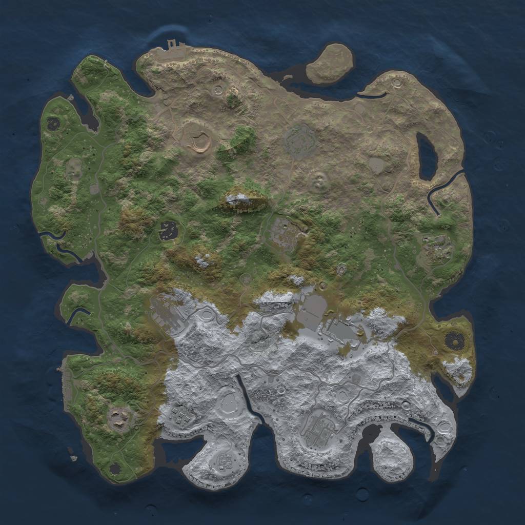 Rust Map: Procedural Map, Size: 4000, Seed: 2038651921, 19 Monuments