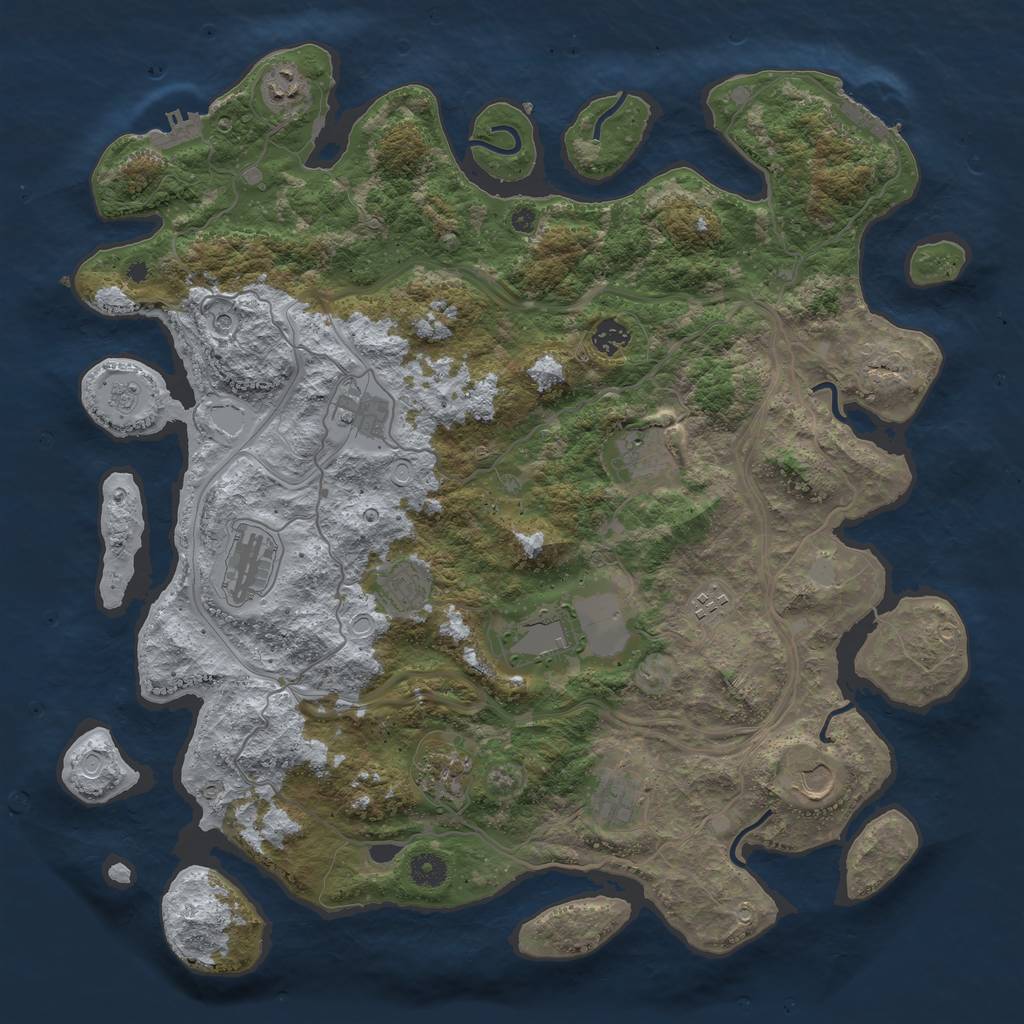 Rust Map: Procedural Map, Size: 4300, Seed: 822553586, 20 Monuments