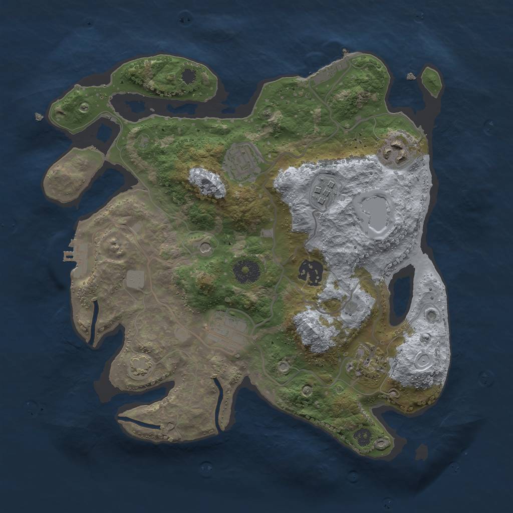 Rust Map: Procedural Map, Size: 3000, Seed: 96290060, 13 Monuments