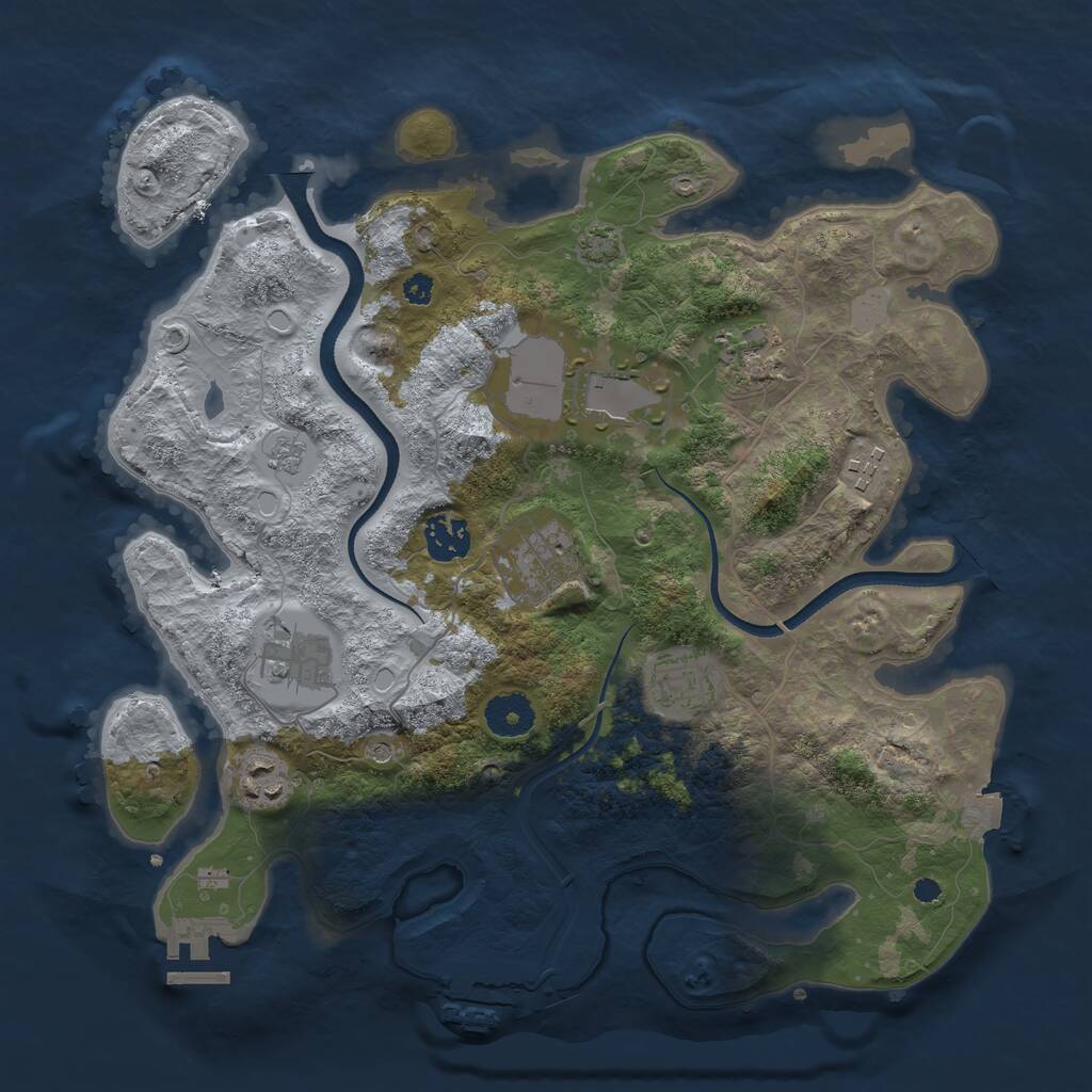 Rust Map: Procedural Map, Size: 3500, Seed: 14419010, 14 Monuments