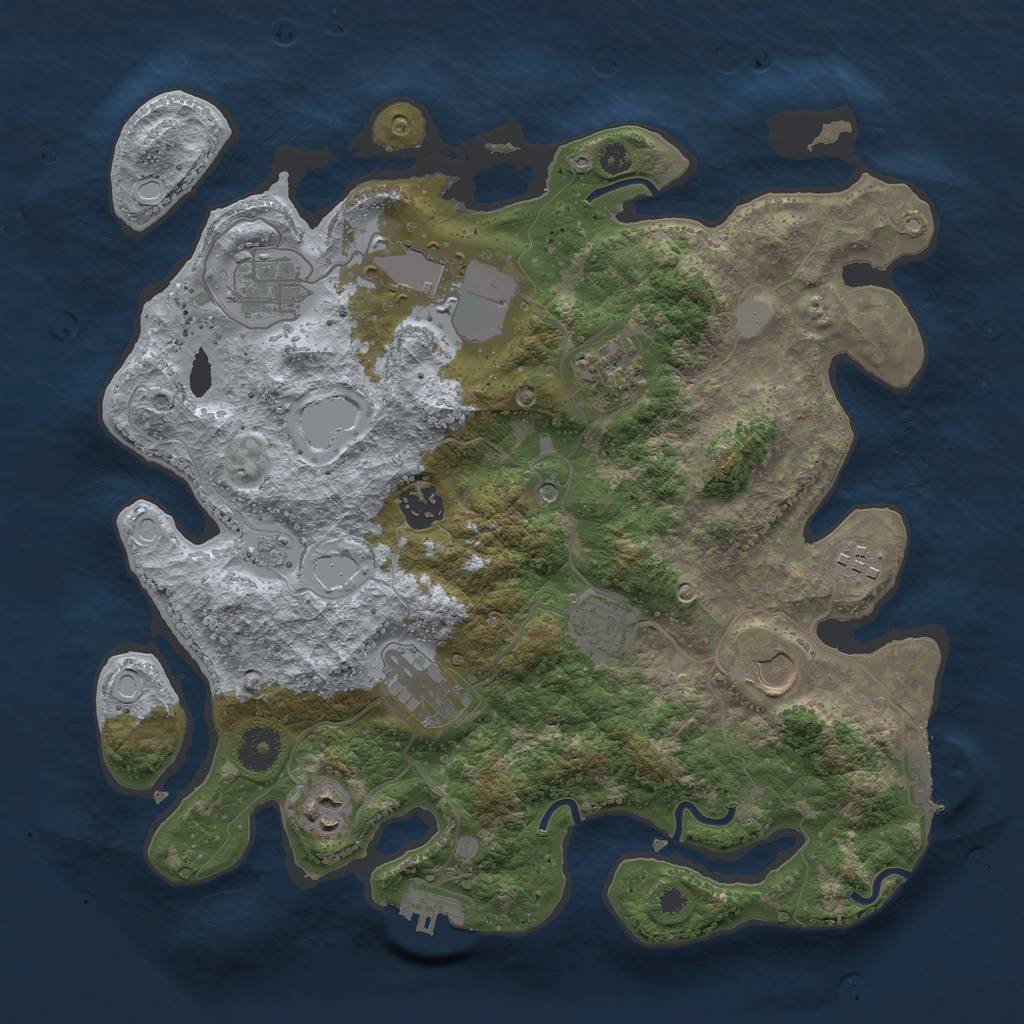 Rust Map: Procedural Map, Size: 3500, Seed: 14419010, 18 Monuments