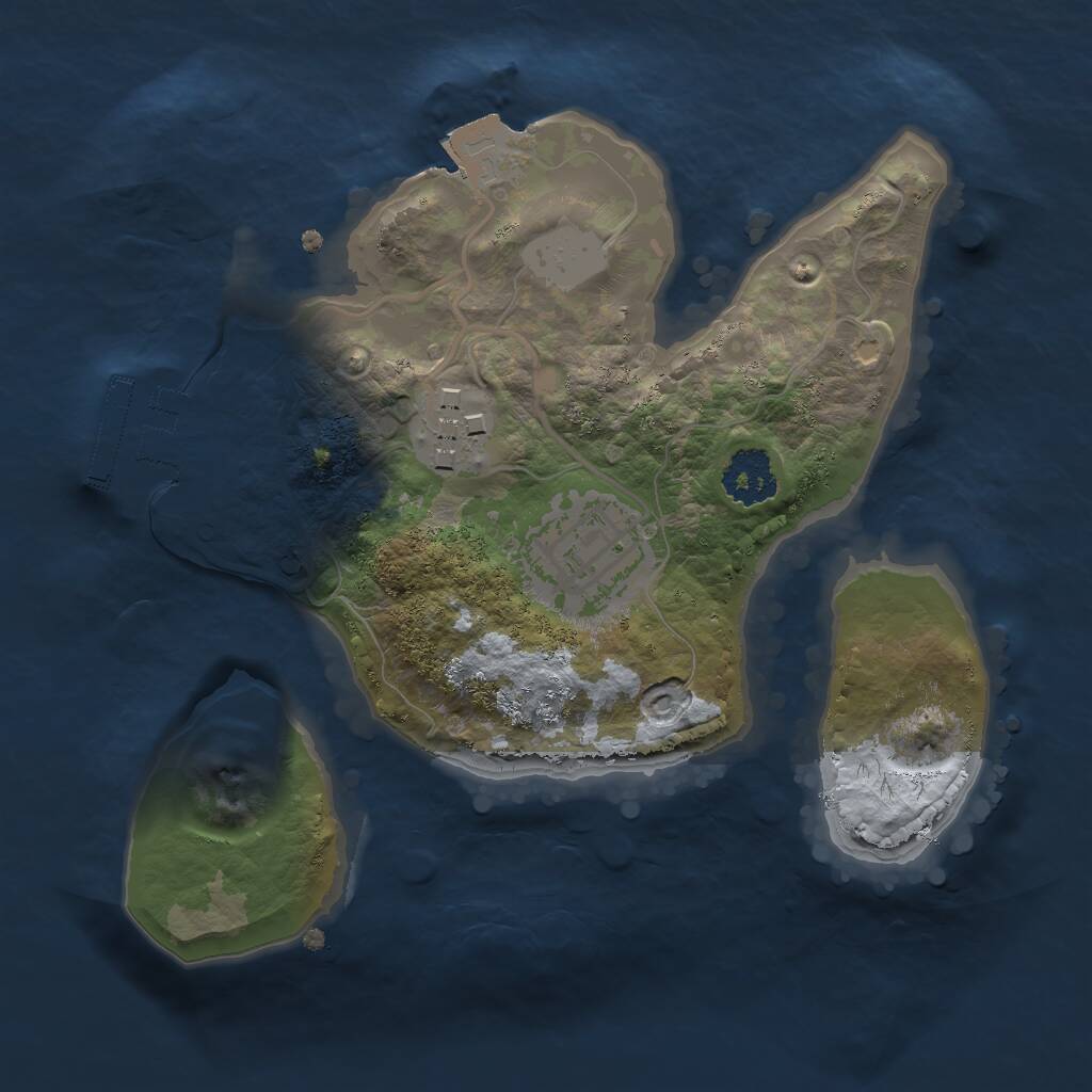 Rust Map: Procedural Map, Size: 2000, Seed: 1736996655, 4 Monuments