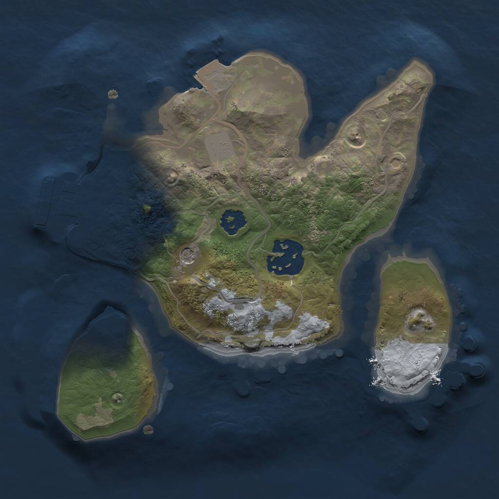Rust Map: Procedural Map, Size: 2000, Seed: 1736996655, 4 Monuments