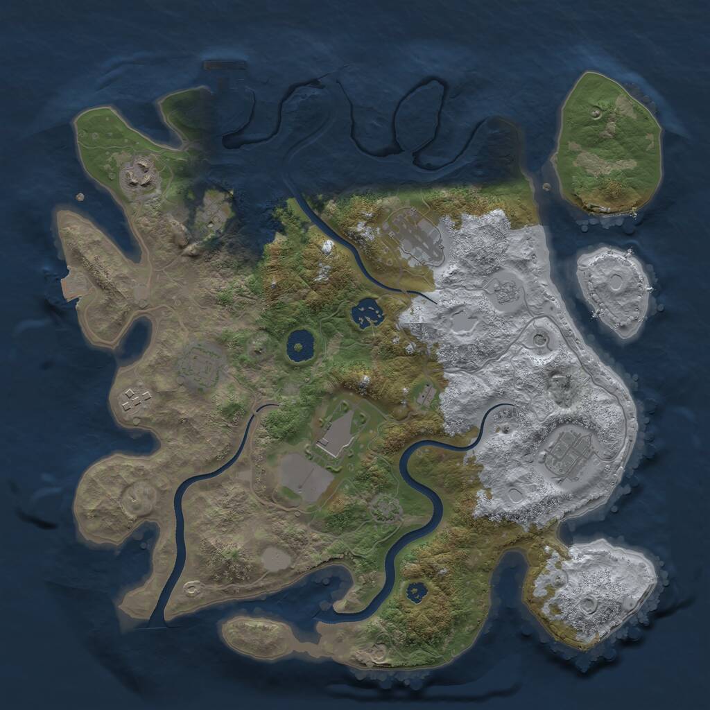 Rust Map: Procedural Map, Size: 3500, Seed: 68703212, 13 Monuments