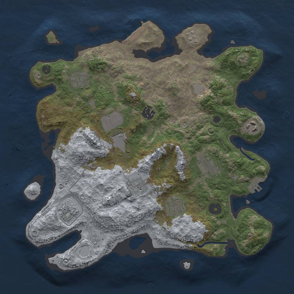 Rust Map: Procedural Map, Size: 3500, Seed: 11079, 18 Monuments