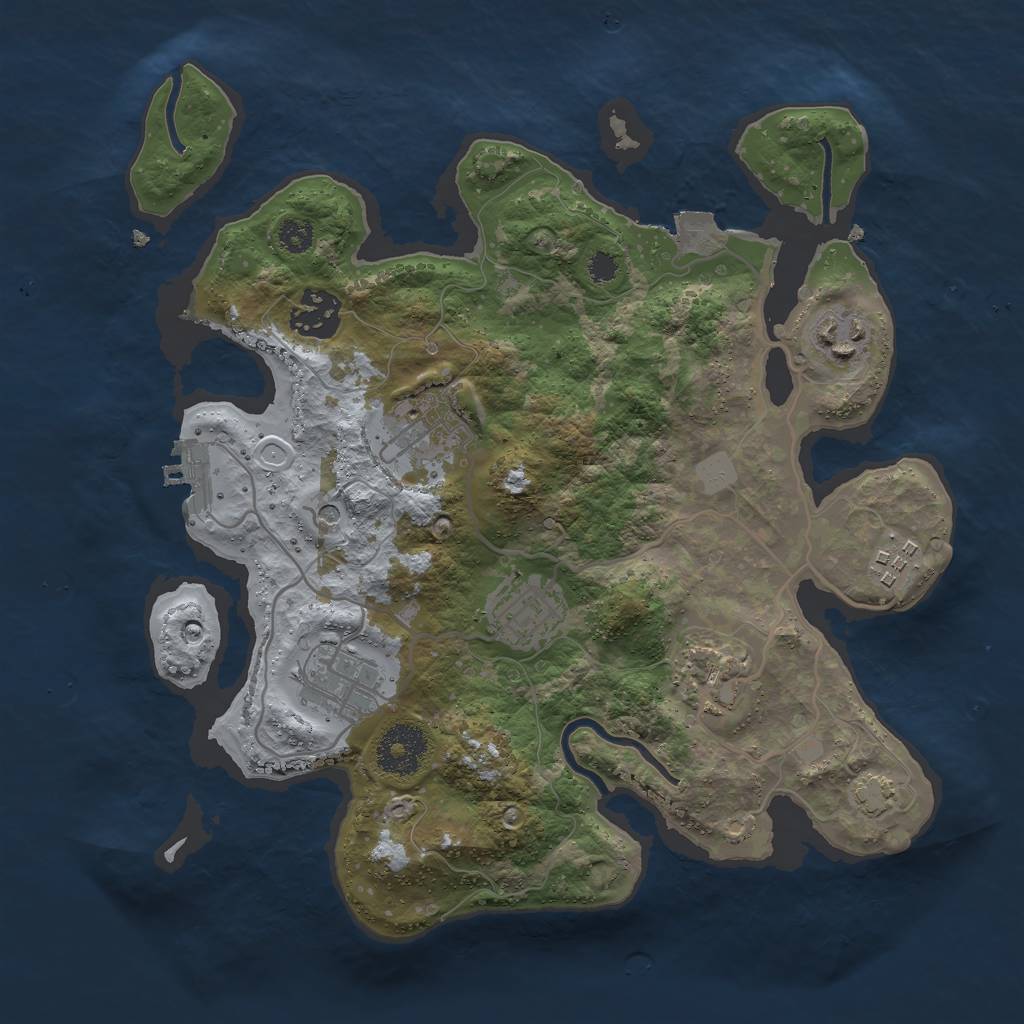 Rust Map: Procedural Map, Size: 3000, Seed: 712376, 13 Monuments
