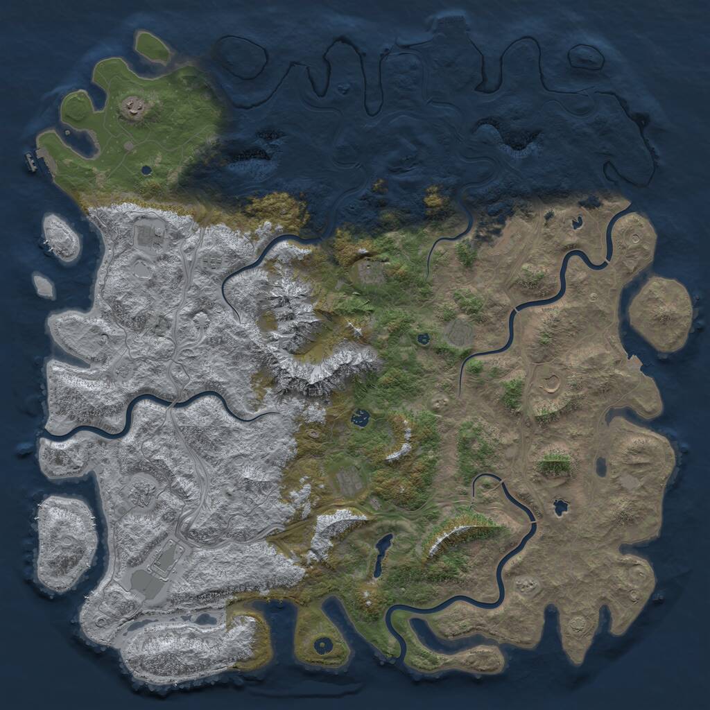 Rust Map: Procedural Map, Size: 6000, Seed: 915, 17 Monuments