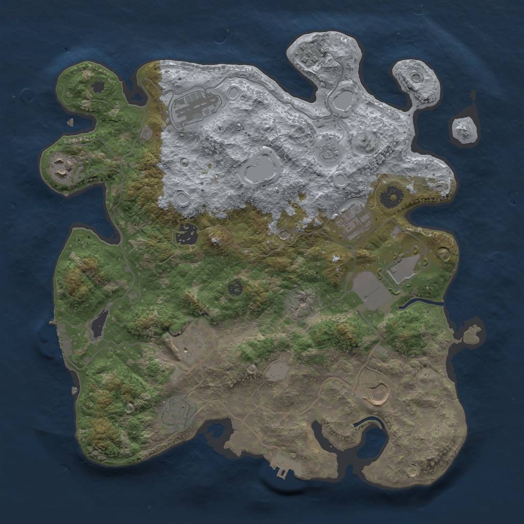 Rust Map: Procedural Map, Size: 3500, Seed: 1929634321, 18 Monuments