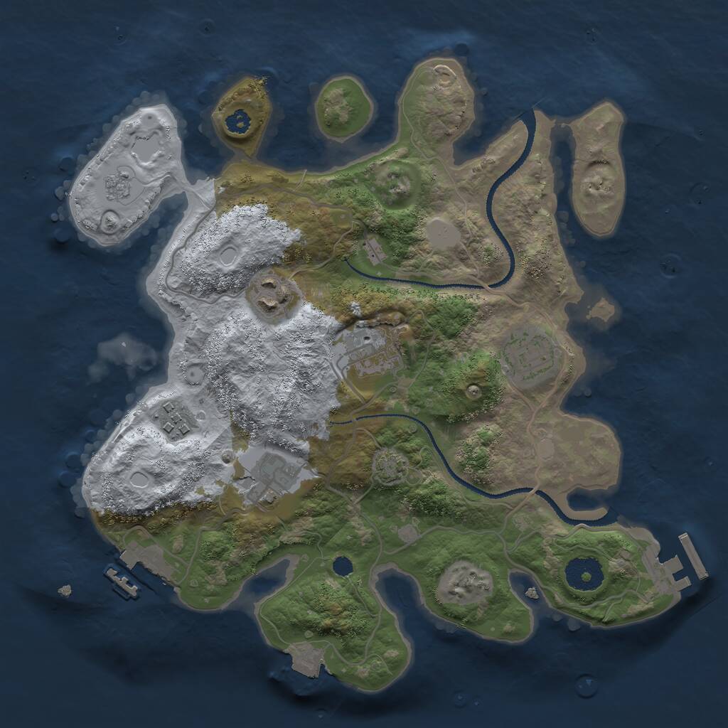 Rust Map: Procedural Map, Size: 3000, Seed: 854717, 10 Monuments