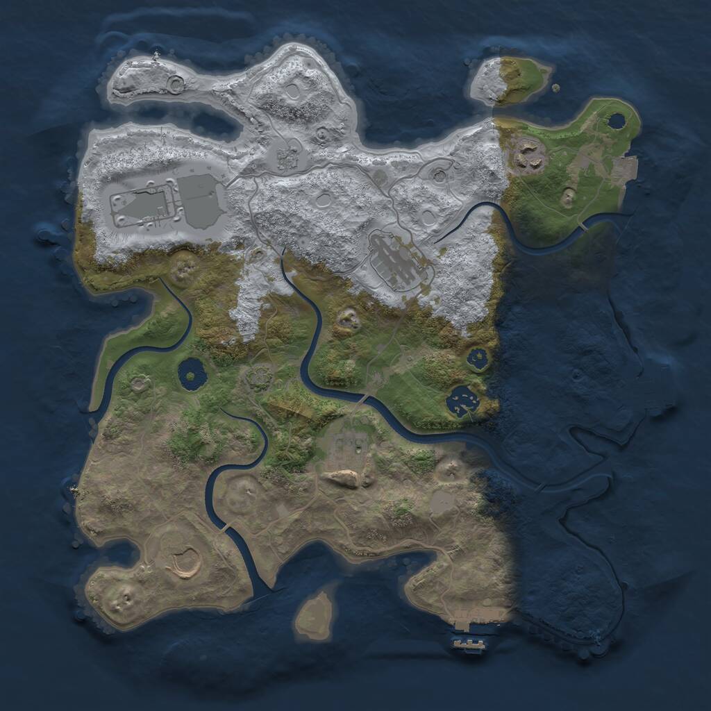 Rust Map: Procedural Map, Size: 3500, Seed: 12244896, 12 Monuments