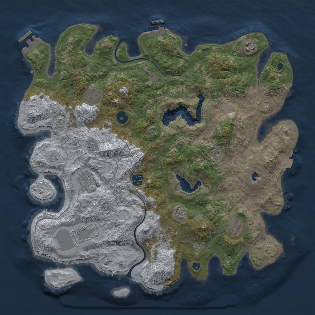 Rust Map: Procedural Map, Size: 4000, Seed: 933312531, 14 Monuments