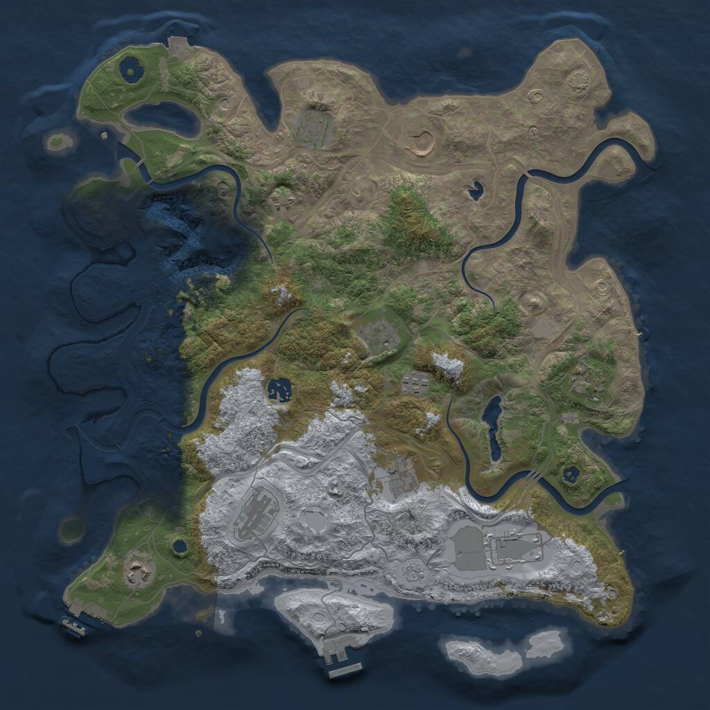 Rust Map: Procedural Map, Size: 4250, Seed: 259890763, 16 Monuments