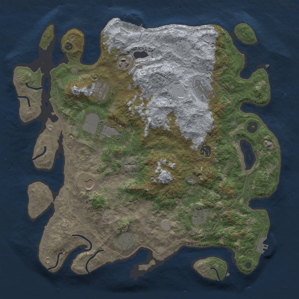 Rust Map: Procedural Map, Size: 4000, Seed: 1374915872, 18 Monuments