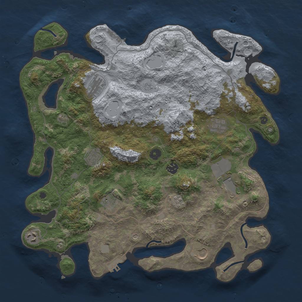 Rust Map: Procedural Map, Size: 4000, Seed: 1392696238, 18 Monuments