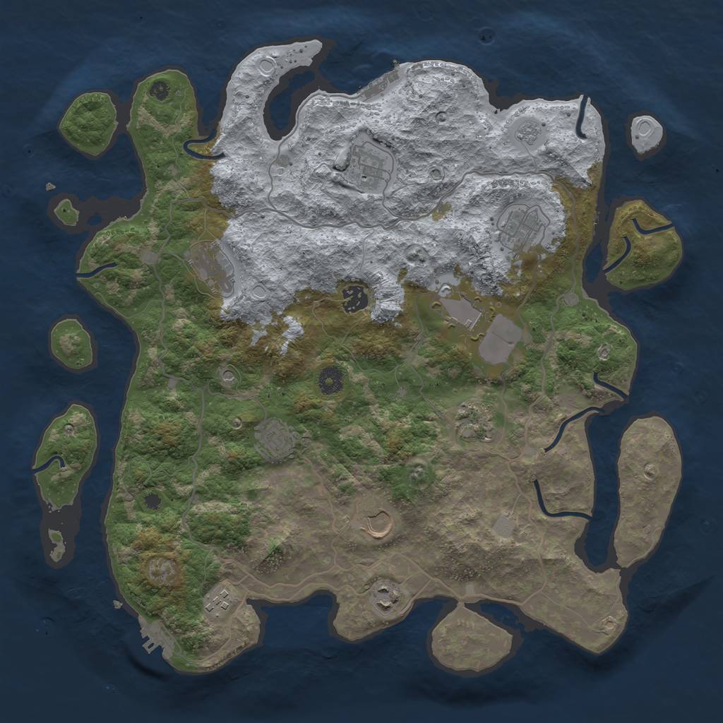Rust Map: Procedural Map, Size: 4000, Seed: 310989479, 19 Monuments