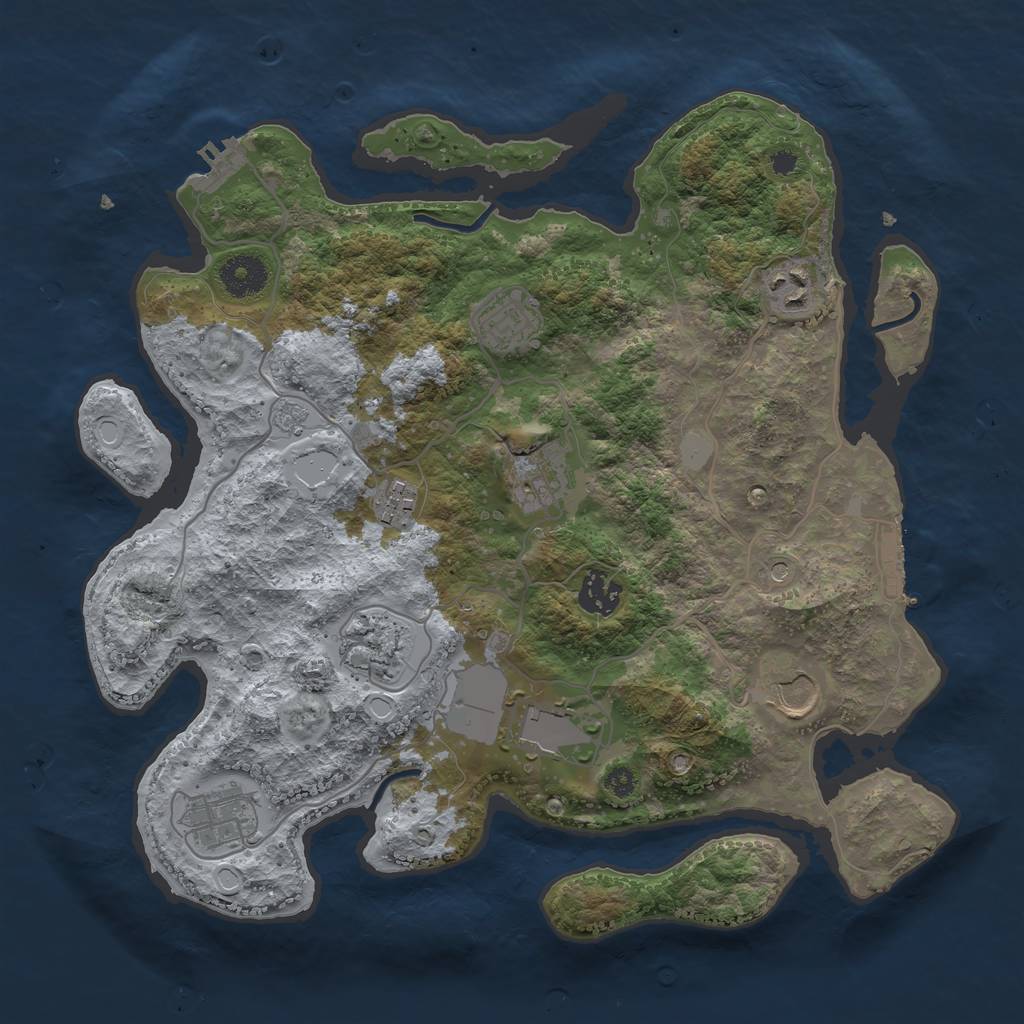 Rust Map: Procedural Map, Size: 3500, Seed: 4329200, 18 Monuments