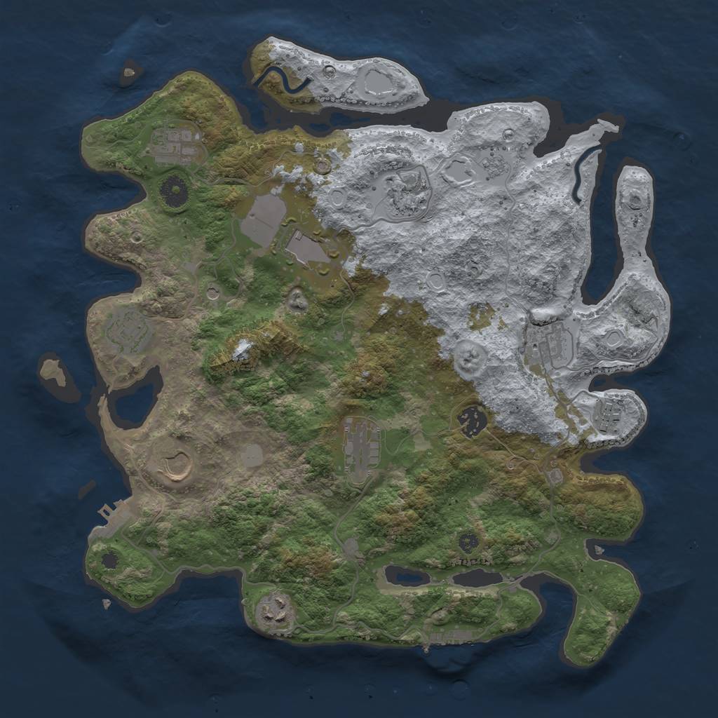 Rust Map: Procedural Map, Size: 3700, Seed: 1214950593, 19 Monuments