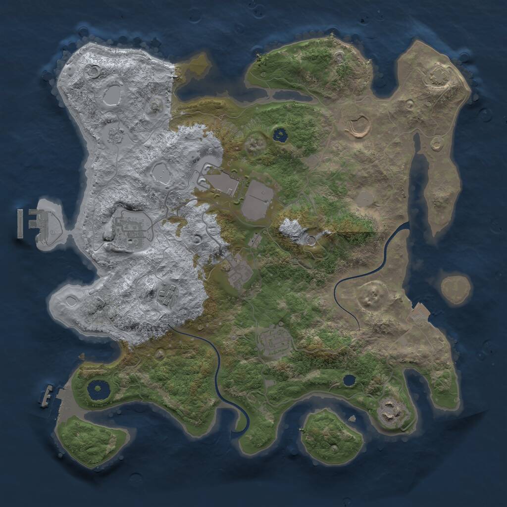 Rust Map: Procedural Map, Size: 3500, Seed: 1104640259, 13 Monuments