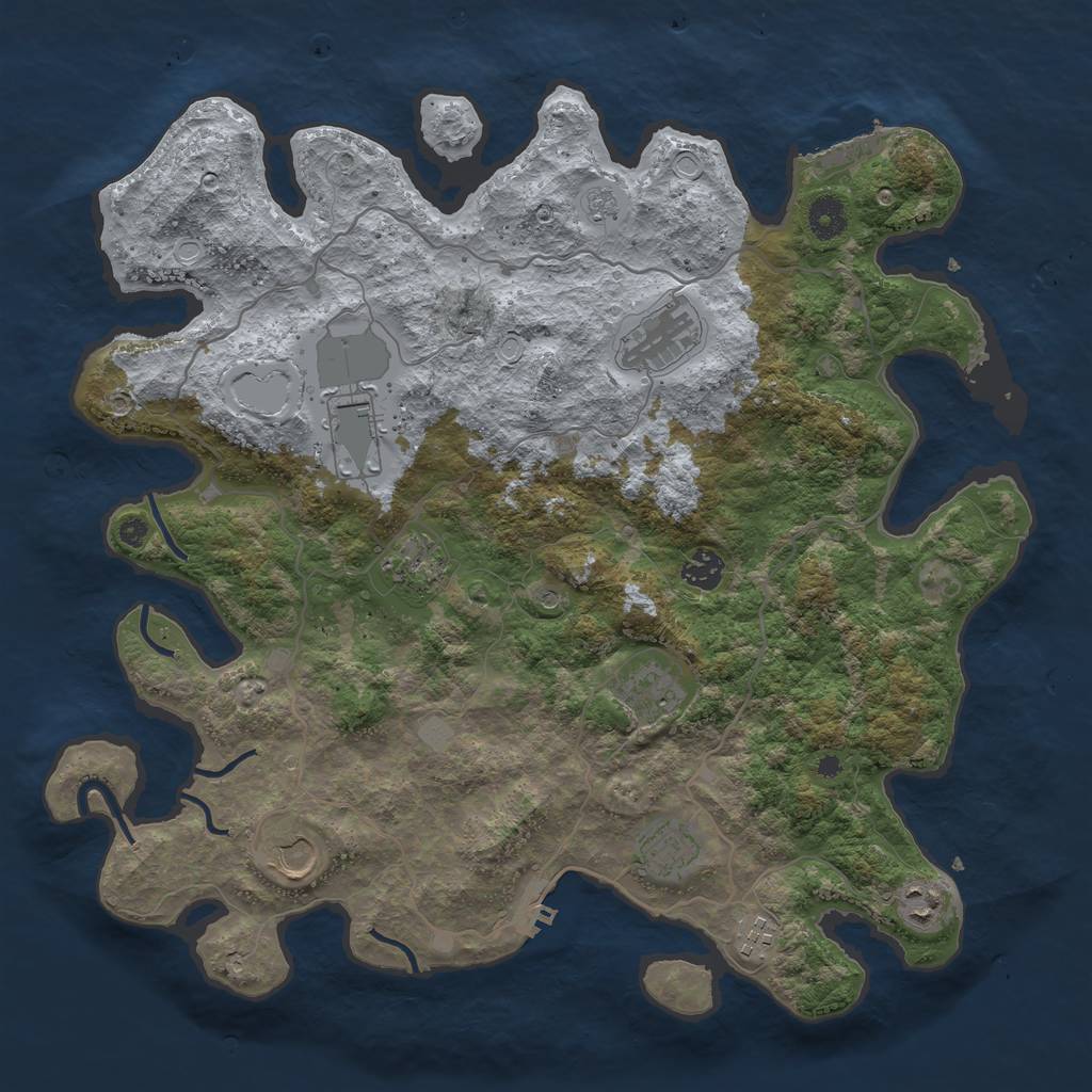 Rust Map: Procedural Map, Size: 4000, Seed: 848487746, 18 Monuments