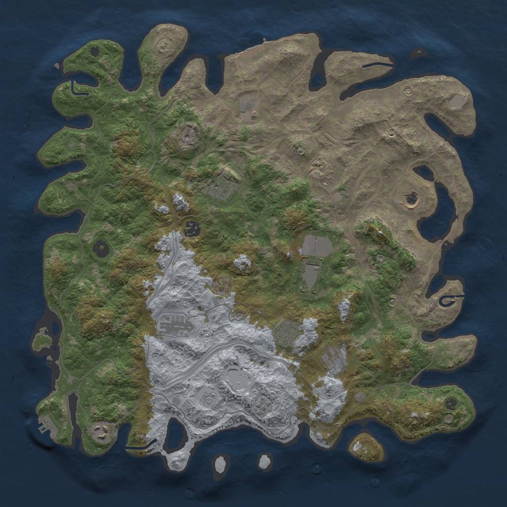 Rust Map: Procedural Map, Size: 4500, Seed: 243683163, 20 Monuments