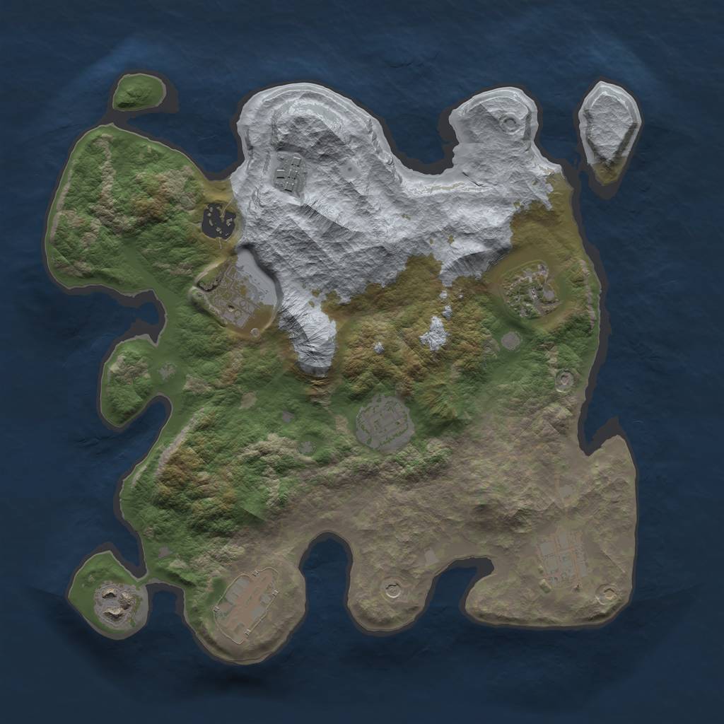 Rust Map: Barren, Size: 3081, Seed: 1, 11 Monuments