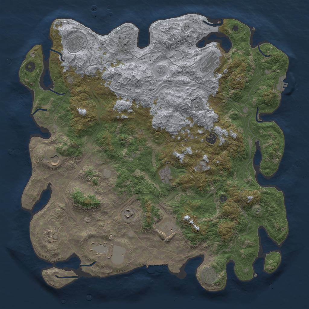 Rust Map: Procedural Map, Size: 4500, Seed: 1104430541, 20 Monuments