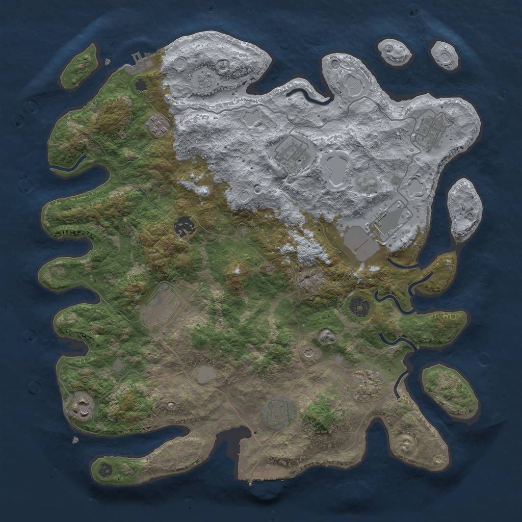 Rust Map: Procedural Map, Size: 3850, Seed: 148654953, 18 Monuments
