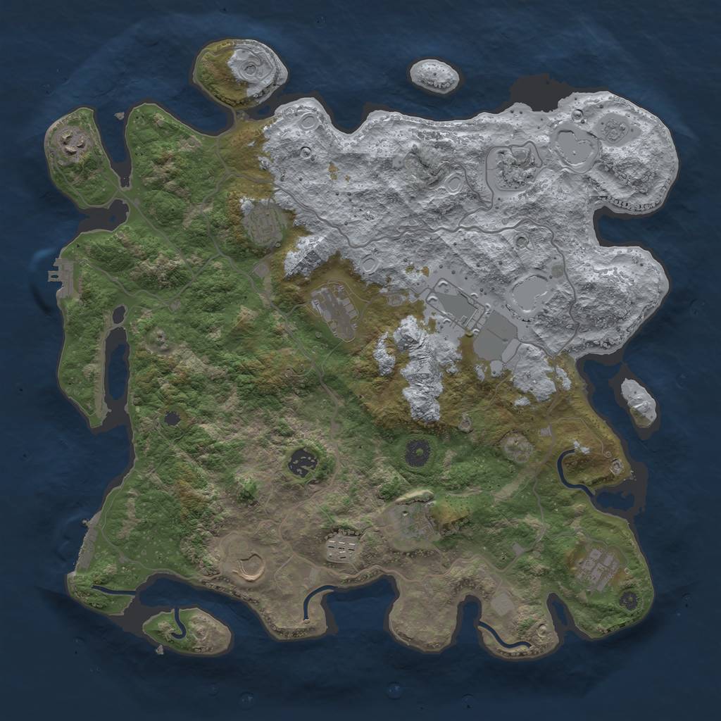 Rust Map: Procedural Map, Size: 4000, Seed: 2035900786, 17 Monuments