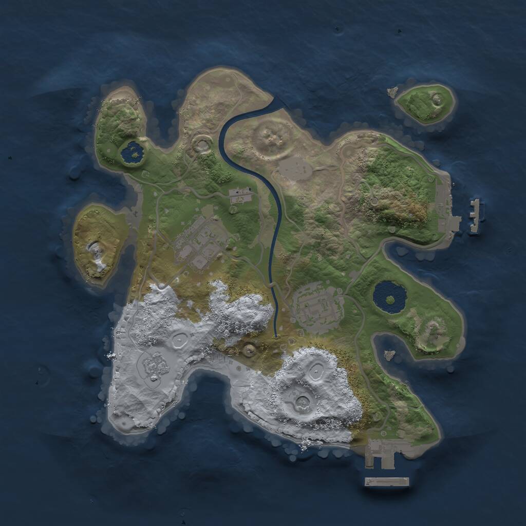 Rust Map: Procedural Map, Size: 2400, Seed: 73953, 7 Monuments