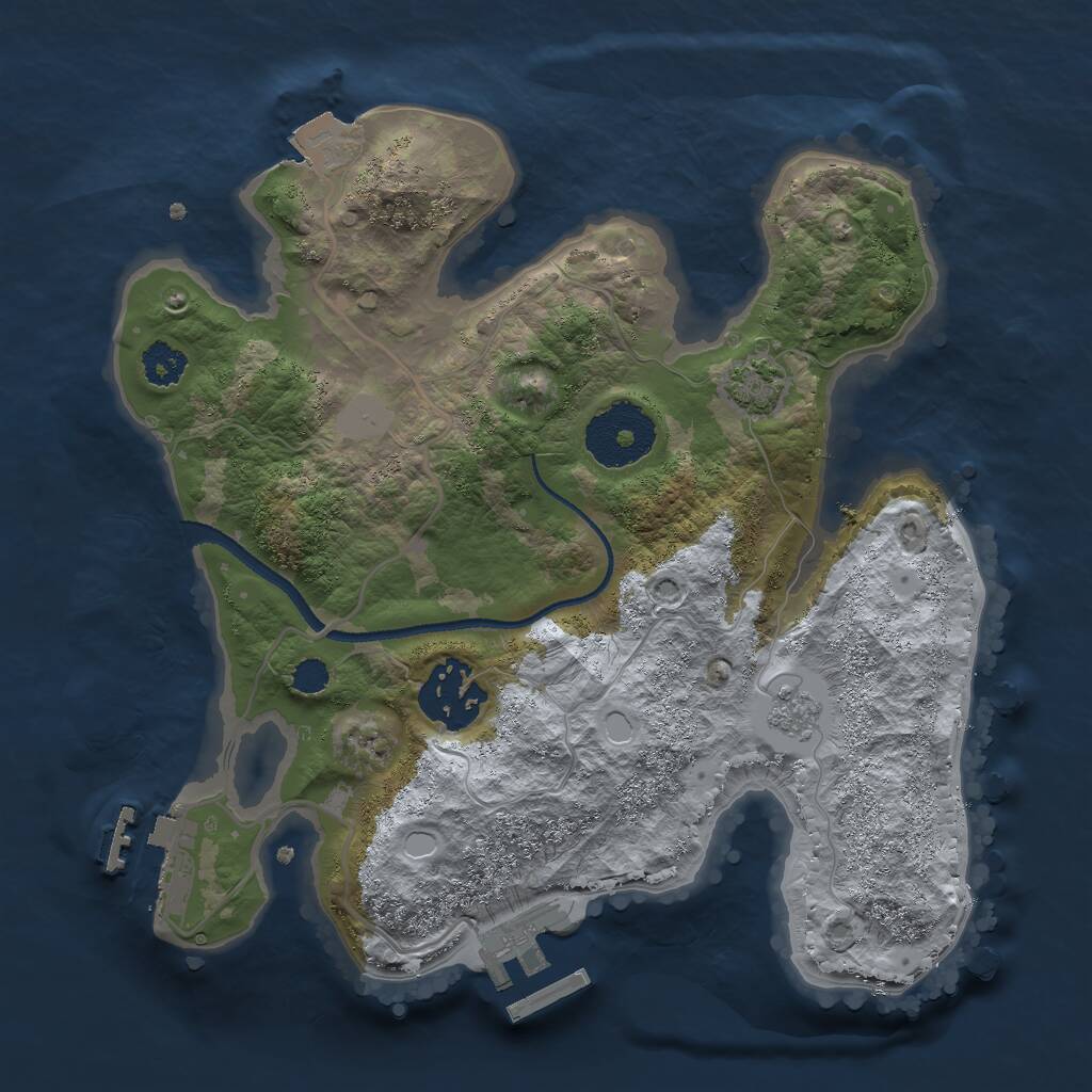 Rust Map: Procedural Map, Size: 2500, Seed: 1996946037, 6 Monuments