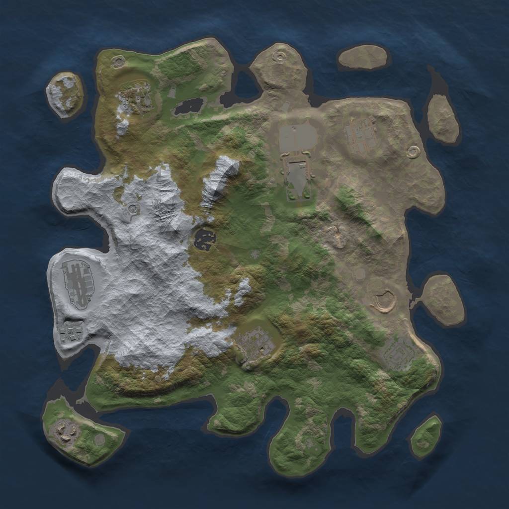 Rust Map: Barren, Size: 3500, Seed: 639159342, 13 Monuments