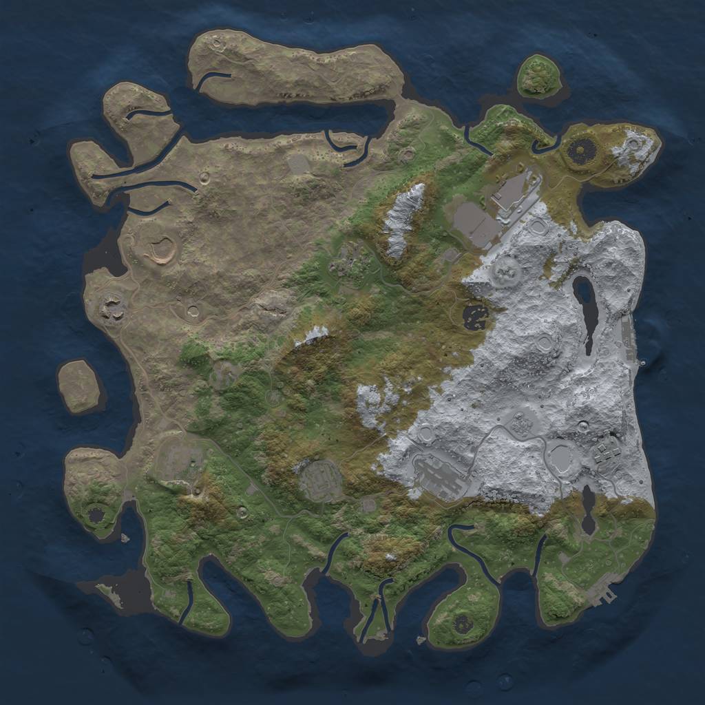 Rust Map: Procedural Map, Size: 3925, Seed: 726583646, 18 Monuments