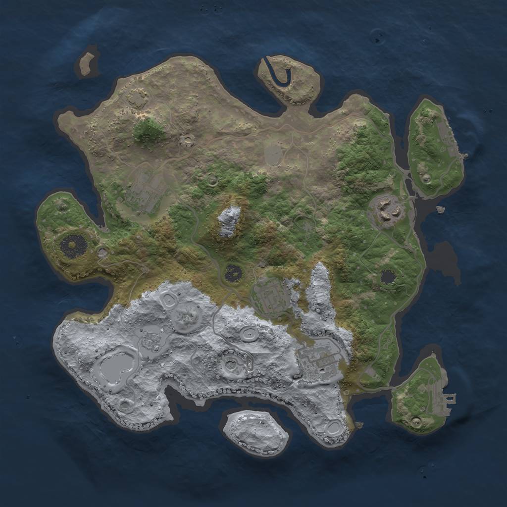 Rust Map: Procedural Map, Size: 3000, Seed: 654223, 12 Monuments