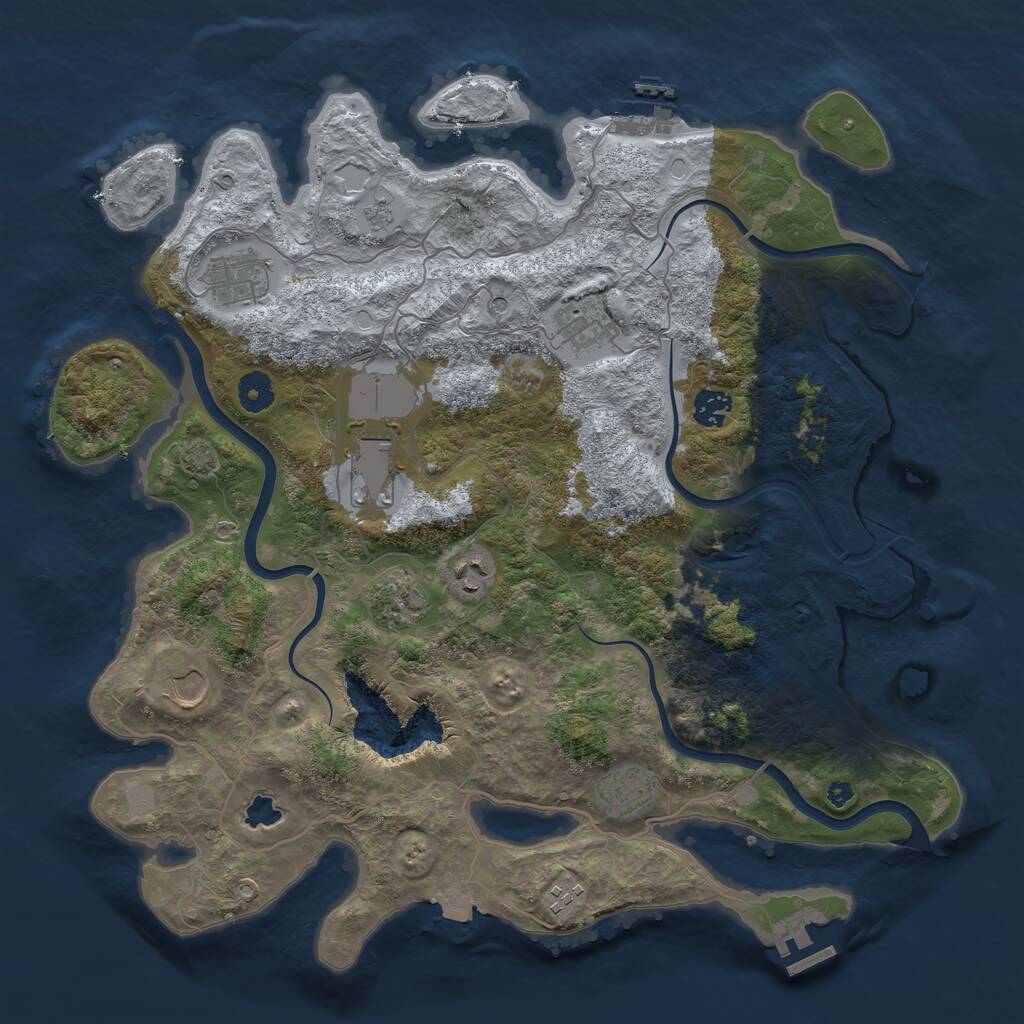 Rust Map: Procedural Map, Size: 4000, Seed: 327, 15 Monuments