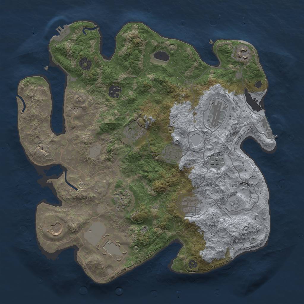 Rust Map: Procedural Map, Size: 3500, Seed: 1851459188, 19 Monuments