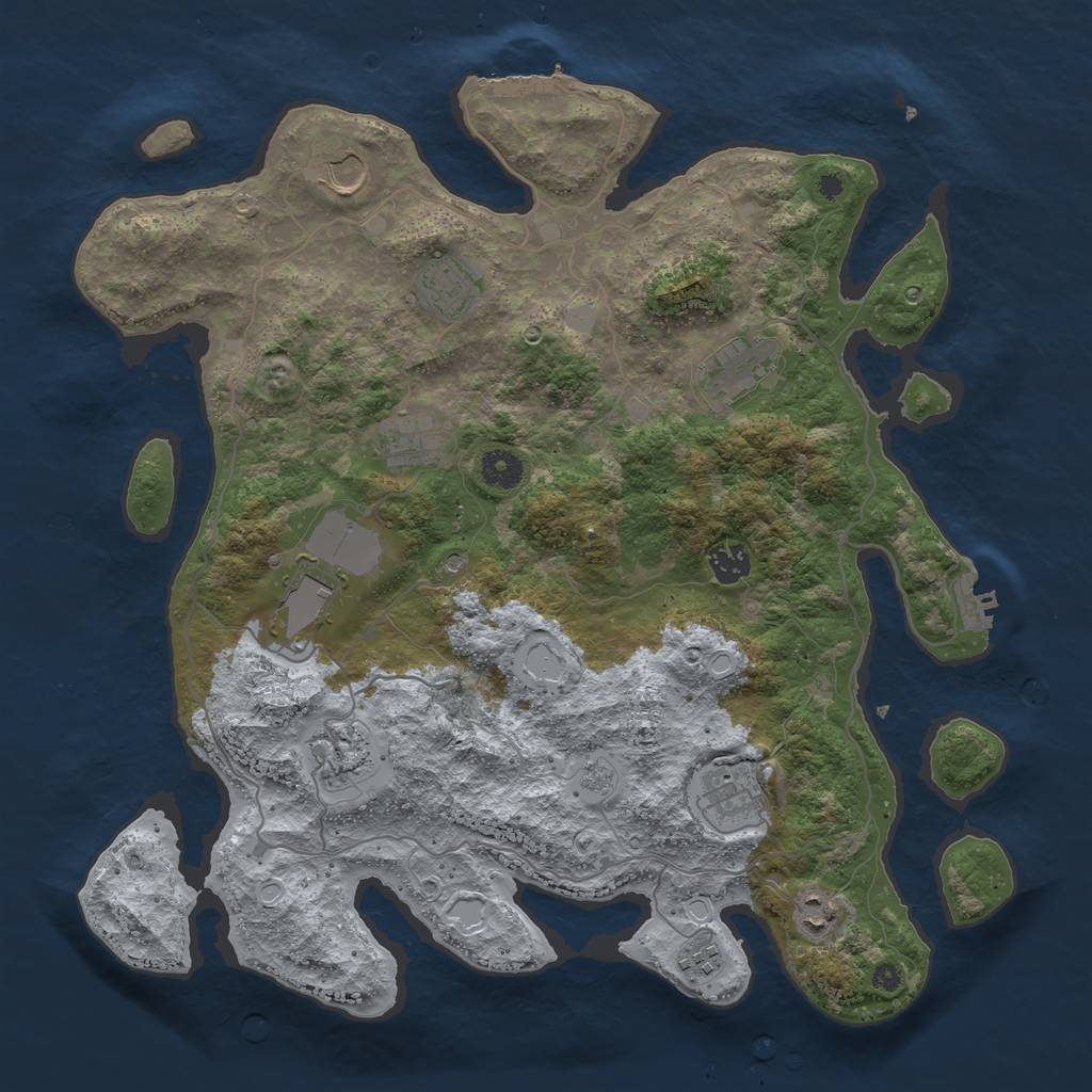 Rust Map: Procedural Map, Size: 4000, Seed: 1369554029, 19 Monuments